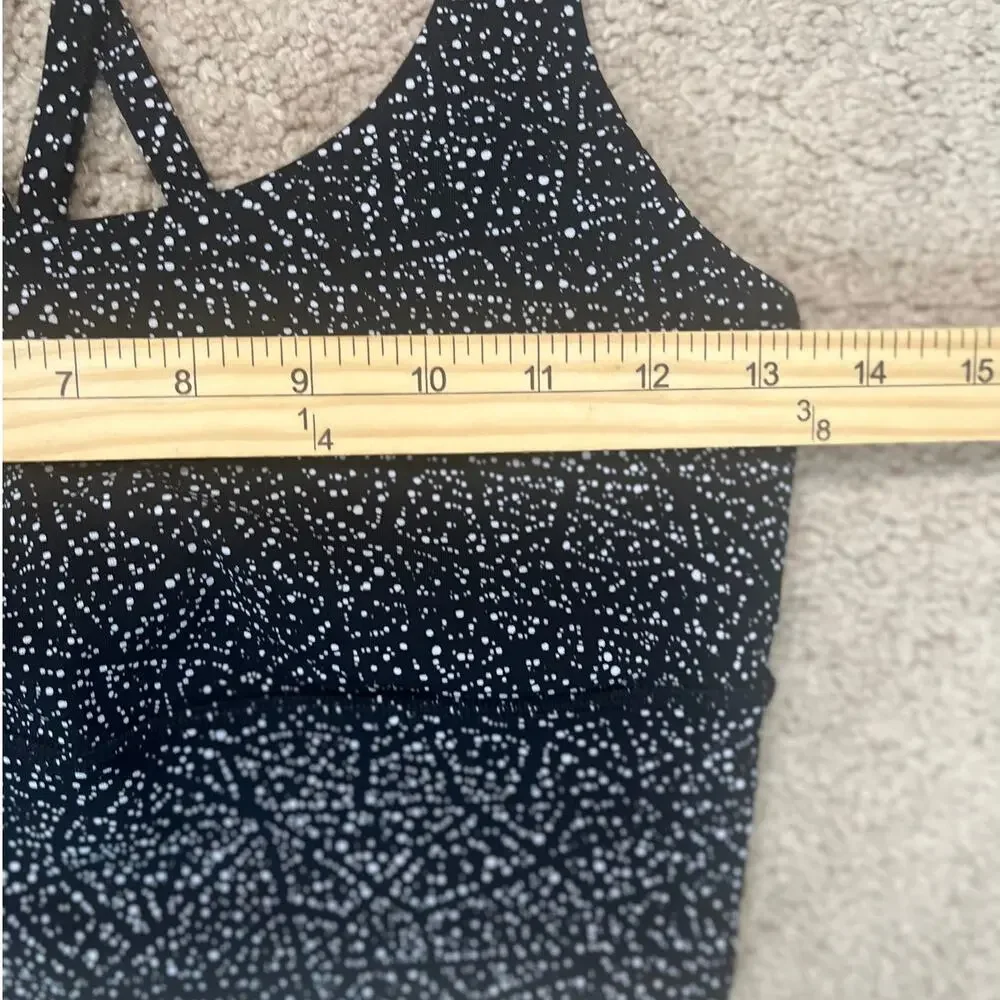 Lululemon Energy Bra Longline Strappy Back Size 6 Black White Dot Gym Girl Run - Picture 6 of 7